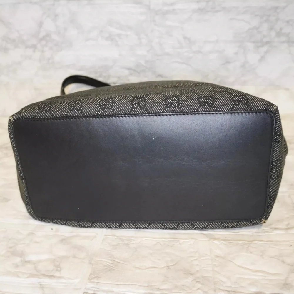Gucci Black Denim Canvas GG Monogram Tote Bag - Picture 3 of 13